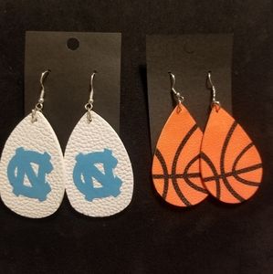 Carolina Tarheels Basketball Earrings, 2 pairs